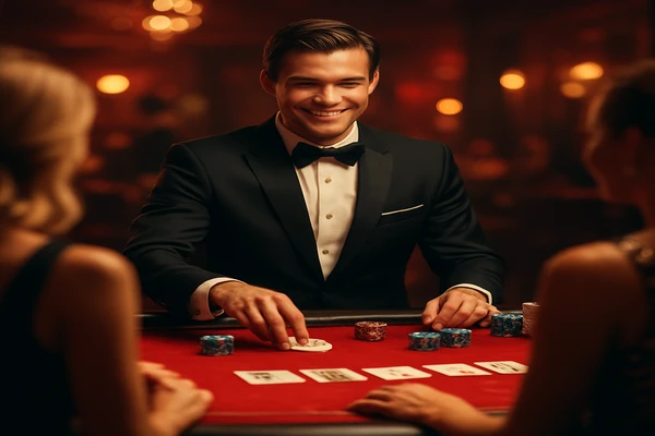 চকমক আলোয় সাজানো গেমিং পরিবেশে একজন আত্মবিশ্বাসী প্রতিনিধি 89db অ্যাকাউন্টে নিরাপদে প্রবেশের জন্য ব্যবহারকারীদের আমন্ত্রণ জানাচ্ছেন।